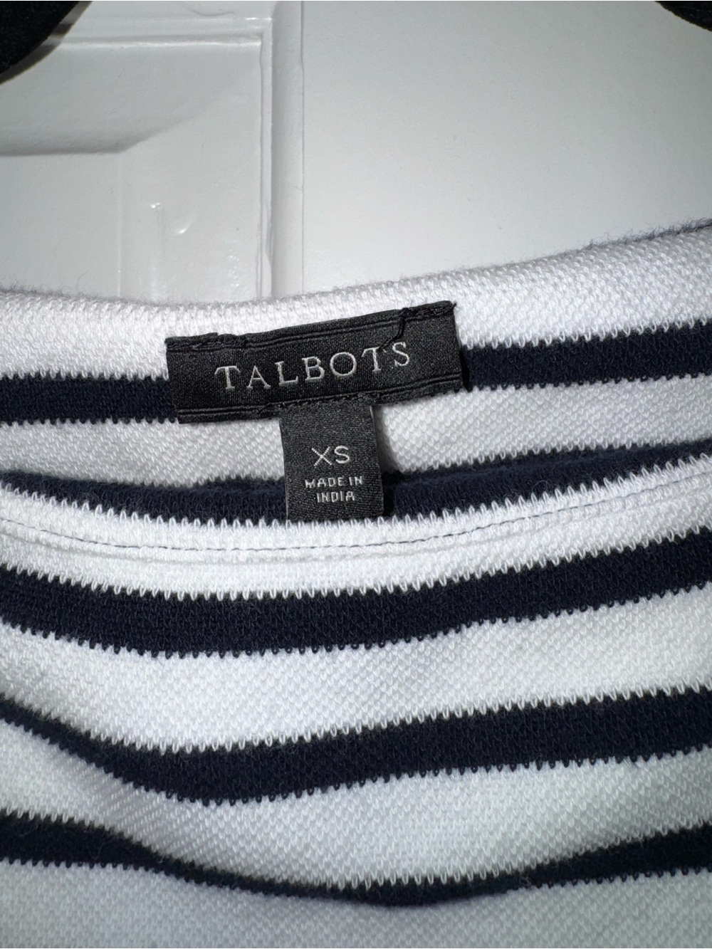 Talbots Black & White Striped Dress with Lace Hem - Picture 4 of 8